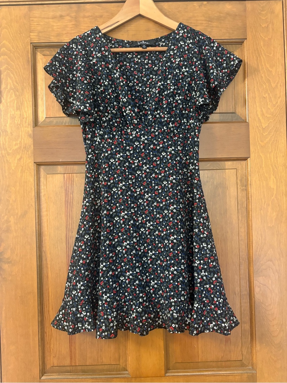 Lulu's Black Mini Dress with Red & White Floral Print - Picture 2 of 6